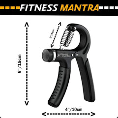 Fitness Mantra® Weight Adjustable Hight Quality Hand Gripper for Men & Women |Hand Grip|Finger Exerciser|Power Gripper|Hand Exerciser Equipment|Hand Strengtheners| Color Black| 10KG-40KG|