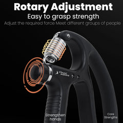 Fitness Mantra® D Shape 10KG To 100KG Weight Adjustable Professional Counter Hand Gripper| Black, D-SHAPE|