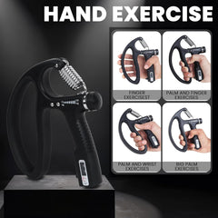 Fitness Mantra® D Shape 10KG To 100KG Weight Adjustable Professional Counter Hand Gripper| Black, D-SHAPE|