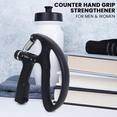 Fitness Mantra® D Shape 10KG To 100KG Weight Adjustable Professional Counter Hand Gripper| Black, D-SHAPE|