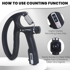 Fitness Mantra® D Shape 10KG To 100KG Weight Adjustable Professional Counter Hand Gripper| Black, D-SHAPE|