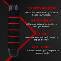 Fitness Mantra® Adjustable Skipping Rope for Men & Women |Jumping Rope for Fitness |1 Piece| (Advance| Black + Red)
