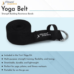 Fitness Mantra® 7 Props Yoga Kit| 1N TPE Yoga Mat, 1N Yoga Wheel, 1N Massage Roller, 1N Knee Pad, 1N Yoga Belt| 2N Yoga Bricks, 2N Elbow Pad|