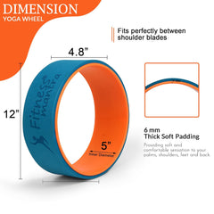 Fitness Mantra® Yoga Wheel For Men & Women| Backbends, Stretching, Exercise| Exercise Roller| Yoga Equipment| |Teal + Orange