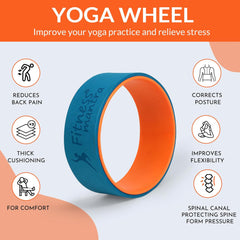 Fitness Mantra® Yoga Wheel For Men & Women| Backbends, Stretching, Exercise| Exercise Roller| Yoga Equipment| |Teal + Orange