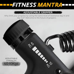 Fitness Mantra® Weight Adjustable Hight Quality Hand Gripper for Men & Women |Hand Grip|Finger Exerciser|Power Gripper|Hand Exerciser Equipment|Hand Strengtheners| Color Black| 10KG-40KG|