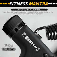 Fitness Mantra® Weight Adjustable Hight Quality Hand Gripper for Men & Women |Hand Grip|Finger Exerciser|Power Gripper|Hand Exerciser Equipment|Hand Strengtheners| Color Orange| 10KG-60KG|