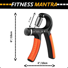 Fitness Mantra® Weight Adjustable Hight Quality Hand Gripper for Men & Women |Hand Grip|Finger Exerciser|Power Gripper|Hand Exerciser Equipment|Hand Strengtheners| Color Orange| 10KG-60KG|