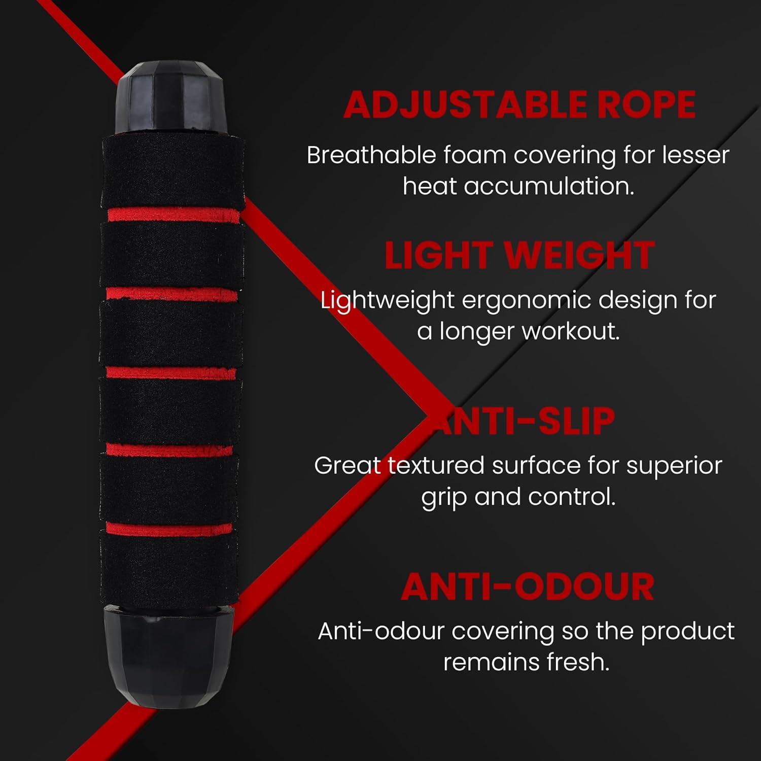 Fitness Mantra® Adjustable Skipping Rope for Men & Women |Jumping Rope for Fitness |1 Piece| (Advance| Black + Red)