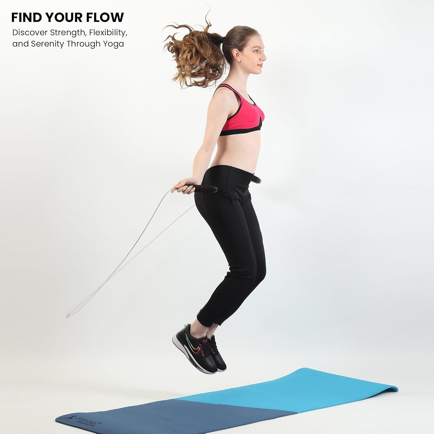 Fitness Mantra® Adjustable Skipping Rope for Men & Women |Jumping Rope for Fitness |1 Piece| (Advance| Black + Red)