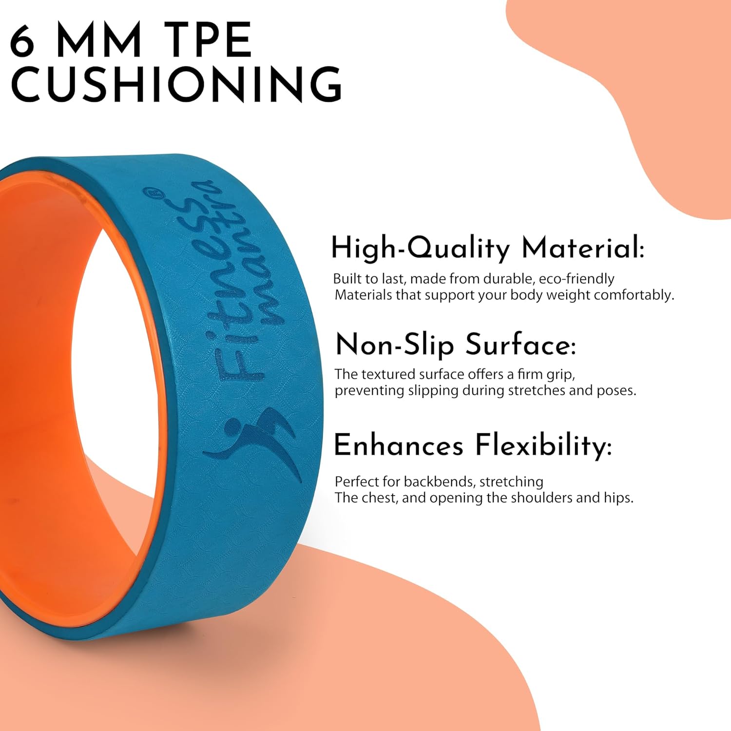 Fitness Mantra® Yoga Wheel For Men & Women| Backbends, Stretching, Exercise| Exercise Roller| Yoga Equipment| |Teal + Orange